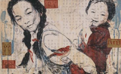 Chinese Sisters, painting on canvas