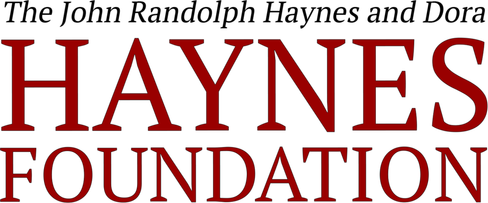 The John Randolph Haynes and Dora Haynes Foundation logo, with “HAYNES FOUNDATION” in large red capital letters below the full name in smaller black italics.