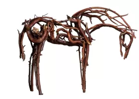 horse sculpture constructed of branches