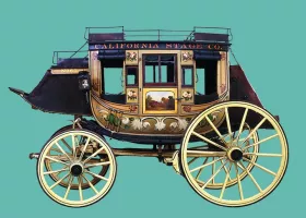 gold and purple stagecoach