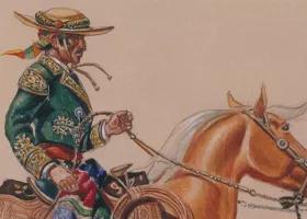 drawing of vaquero riding a horse
