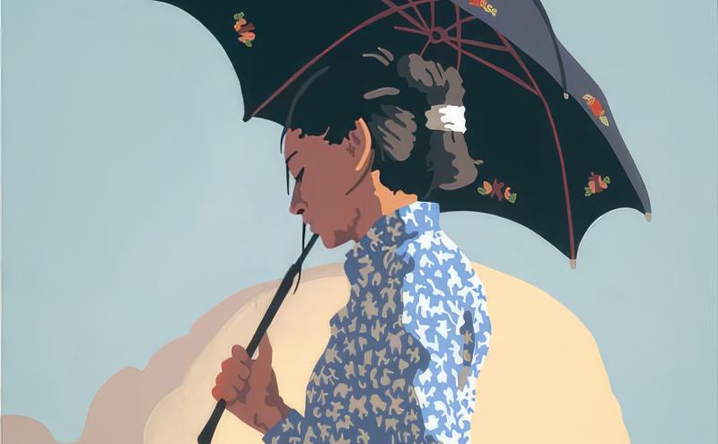 woman holding parasol