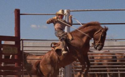 man riding a wild horse