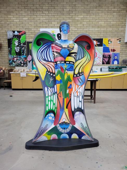 Sculpture, “Creator,” Sherman Indian High School students and “Community of Angels” public art project, 2002. 