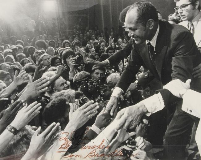 Photograph of Tom Bradley campaigning, c.1970; P.60350