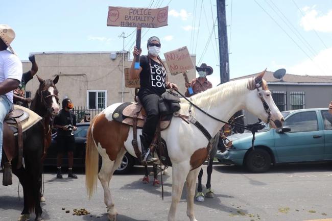 protesting on horseback