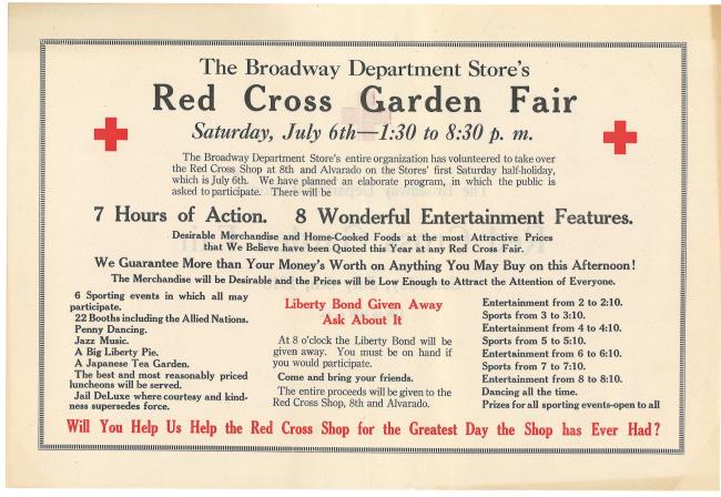 advertisement sheet in the style of a certificate with black and red lettering