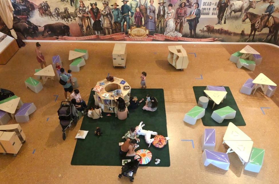 overhead view of the family play space