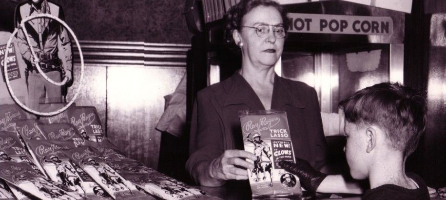 The saleswoman does not look very excited about the Trick Lasso, but the boy makes it clear it’s the concession for him, Roy Rogers and Dale Evans Archives, Library and Archives, Autry Museum; T2010-28.