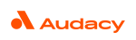 Audacy logo featuring an orange stylized "A" icon followed by the word "Audacy" in bold orange letters on a transparent background.