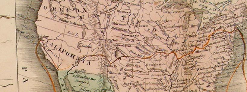 vintage map of California, Texas, and Oregon