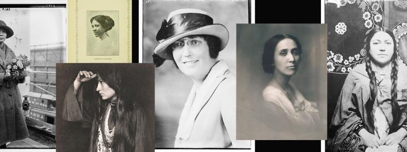 collage of black and white photographs of women of color suffragists