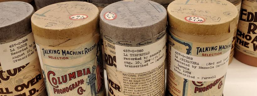 close up of wax cylinder cases