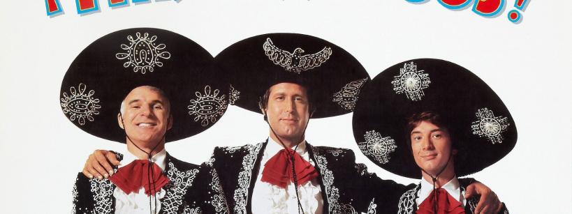Steve Martin Chevy Chase and Martin Short in costume for Three Amigos film