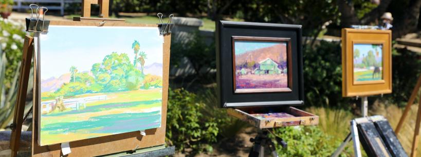 three painting outdoors for plein air 